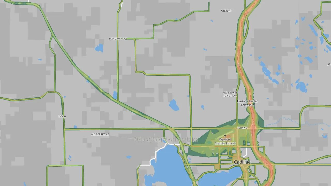 Wexford County, MI Map of Noise Levels in Wexford County