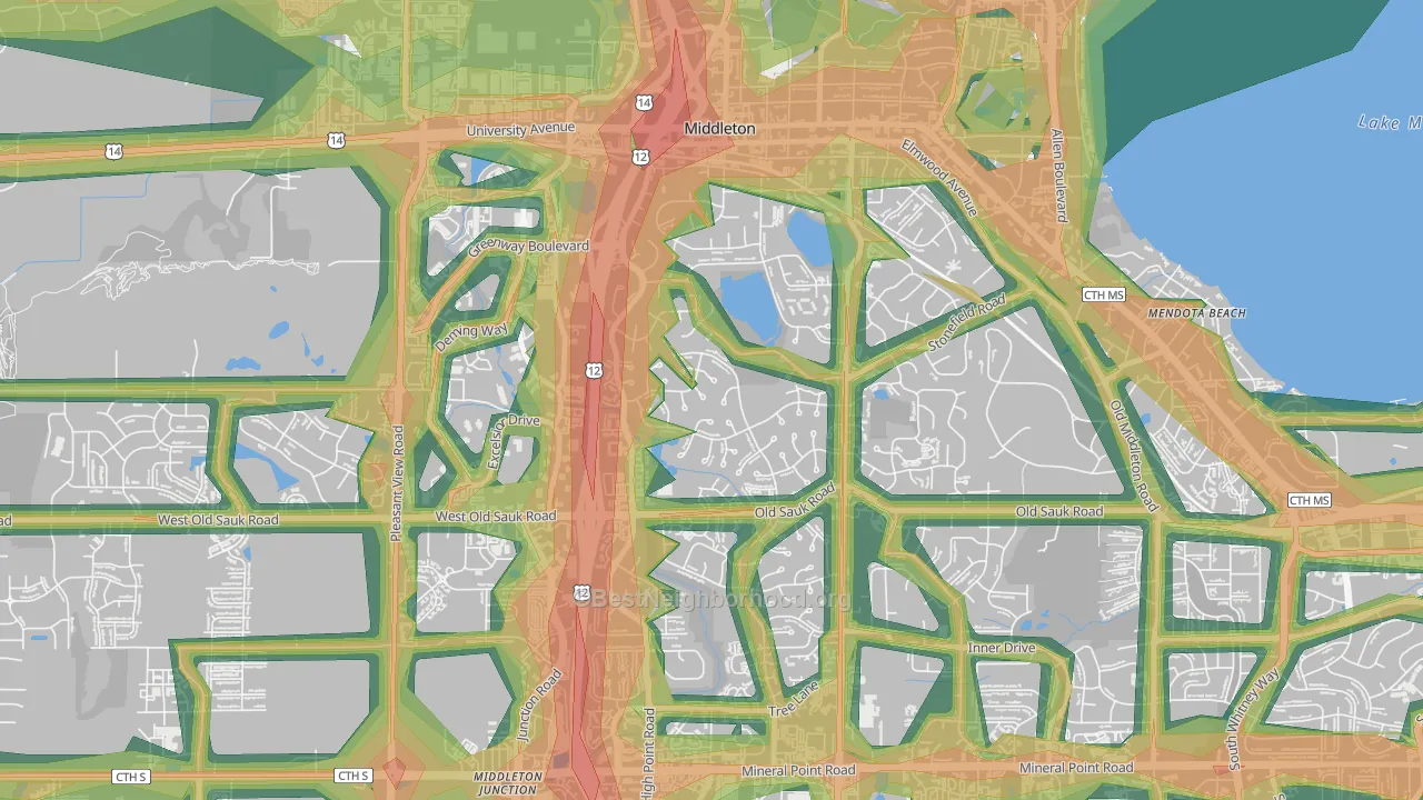 Wexford, Madison, WI Map of Noise Levels in Wexford