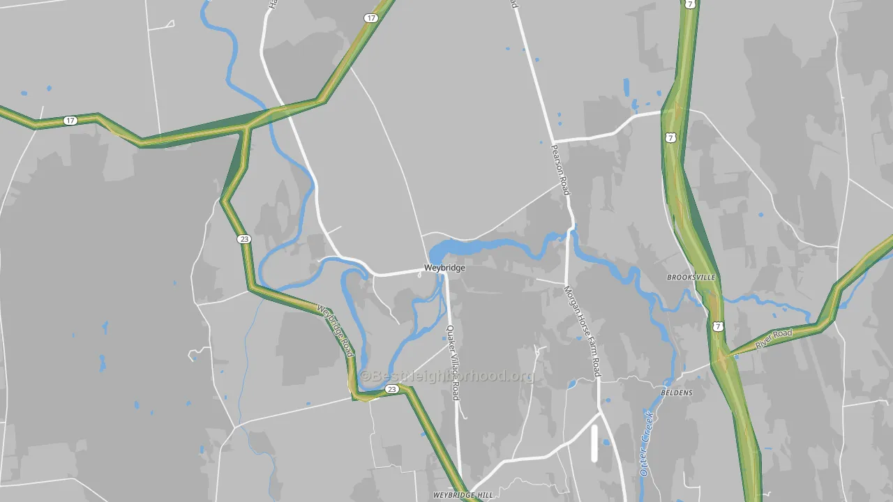 Weybridge, VT Map of Noise Levels in Weybridge