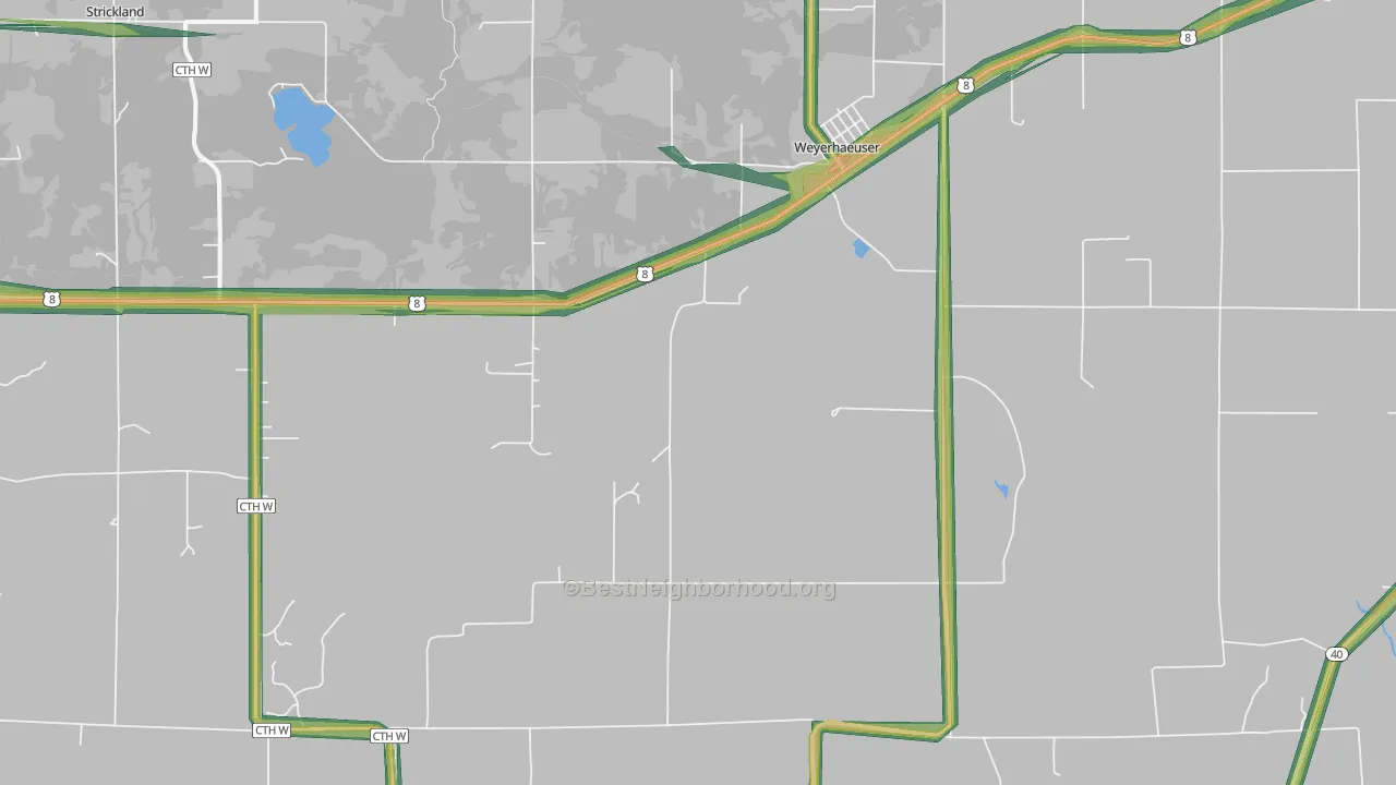 Weyerhaeuser, WI Map of Noise Levels in Weyerhaeuser