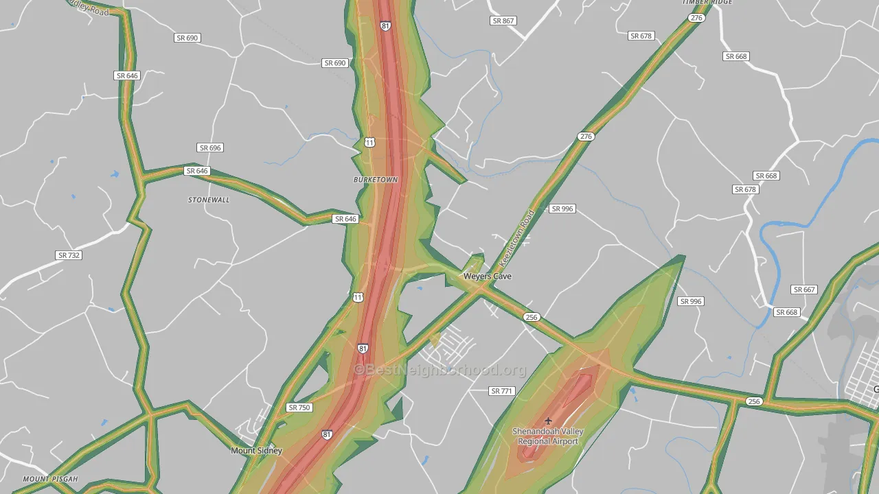 Weyers Cave, VA Map of Noise Levels in Weyers Cave