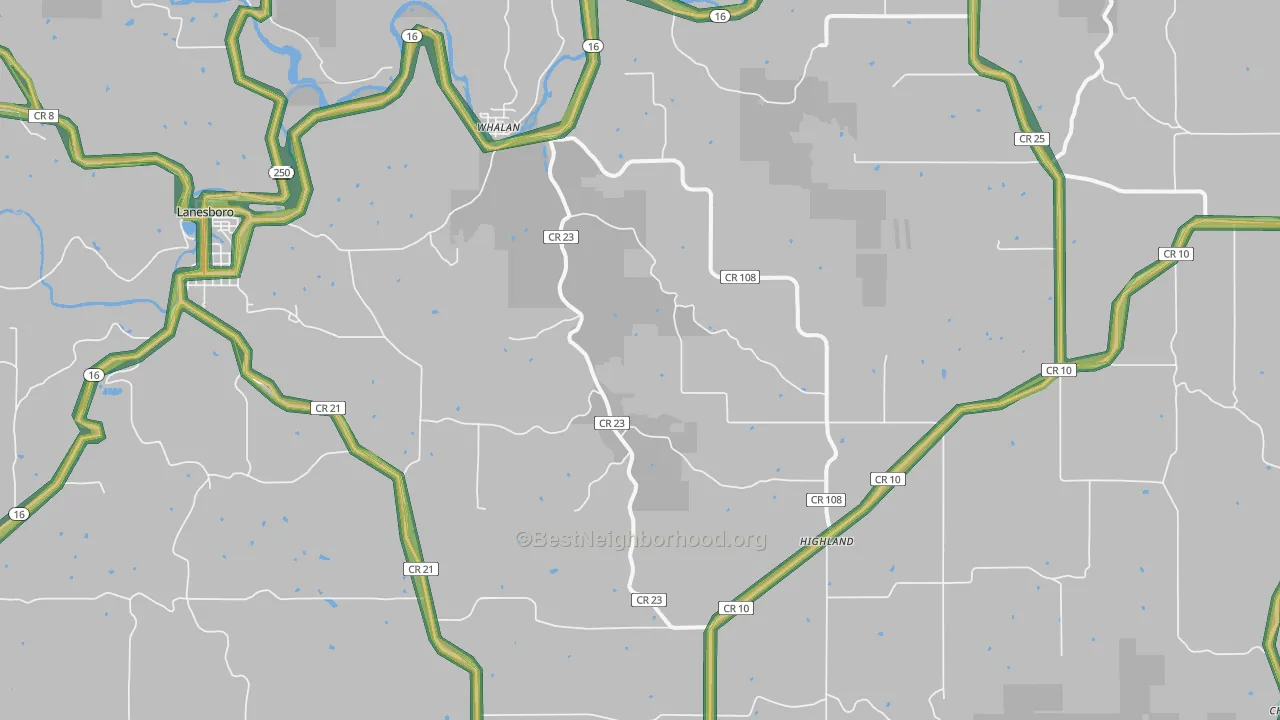 Whalan, MN Map of Noise Levels in Whalan