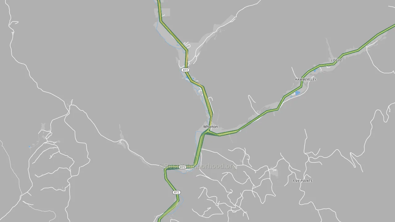 Wharton, PA Map of Noise Levels in Wharton