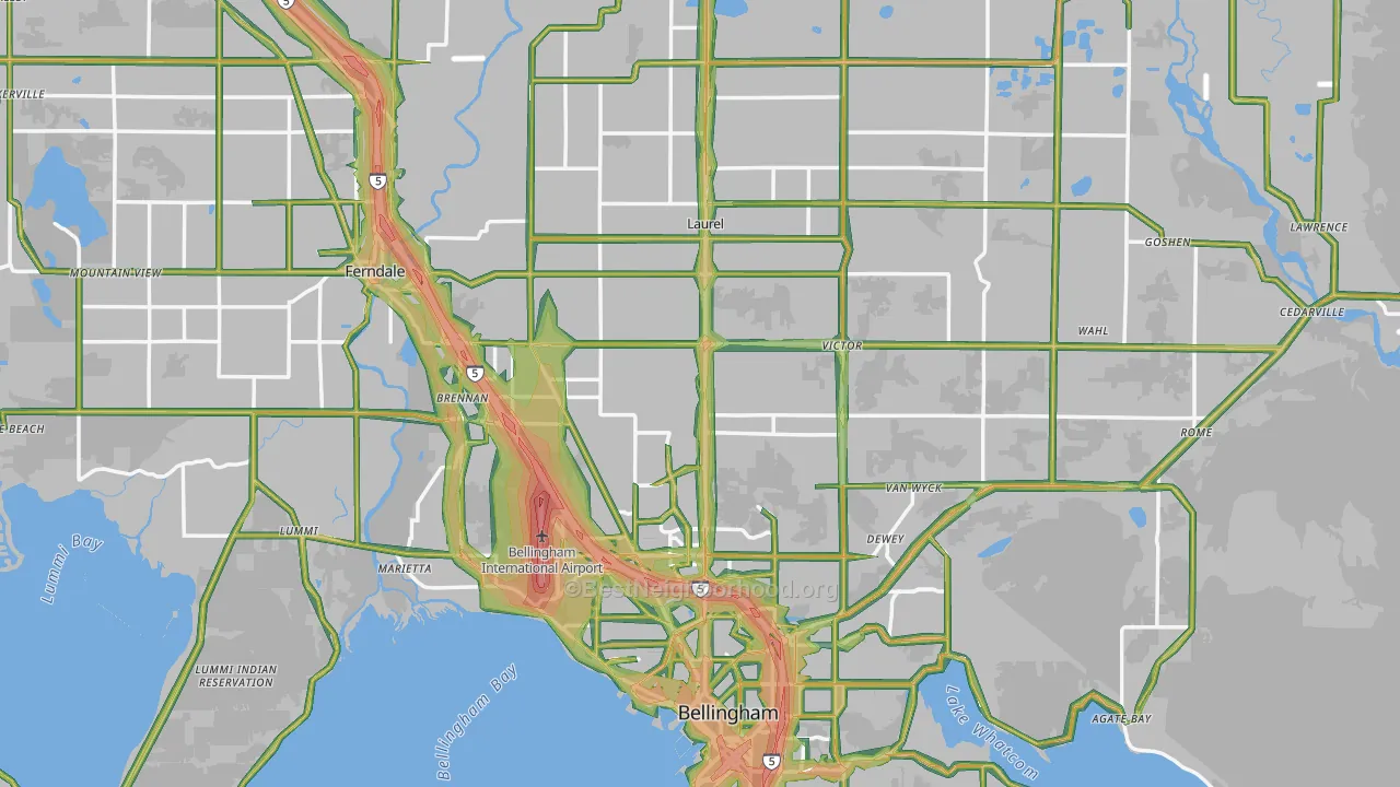 Whatcom County, WA Map of Noise Levels in Whatcom County