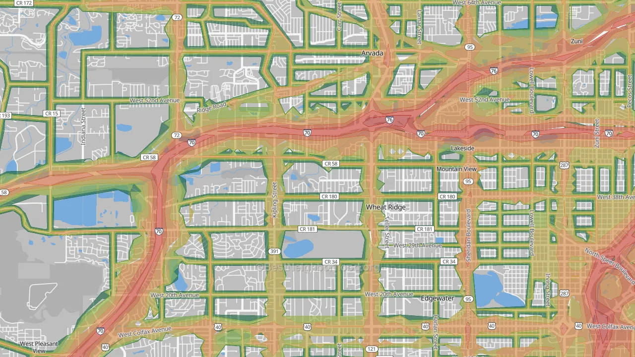 Wheat Ridge, CO Map of Noise Levels in Wheat Ridge