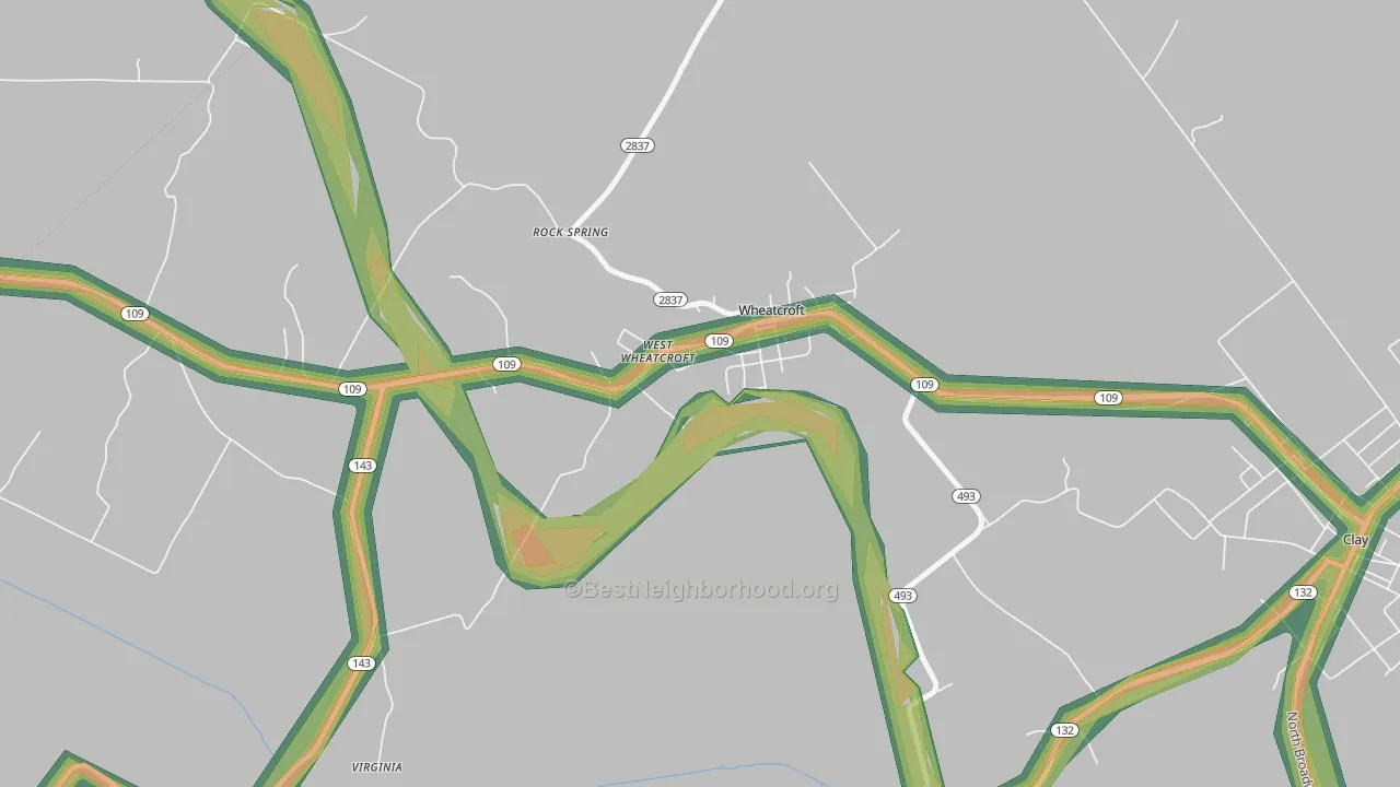 Wheatcroft, KY Map of Noise Levels in Wheatcroft
