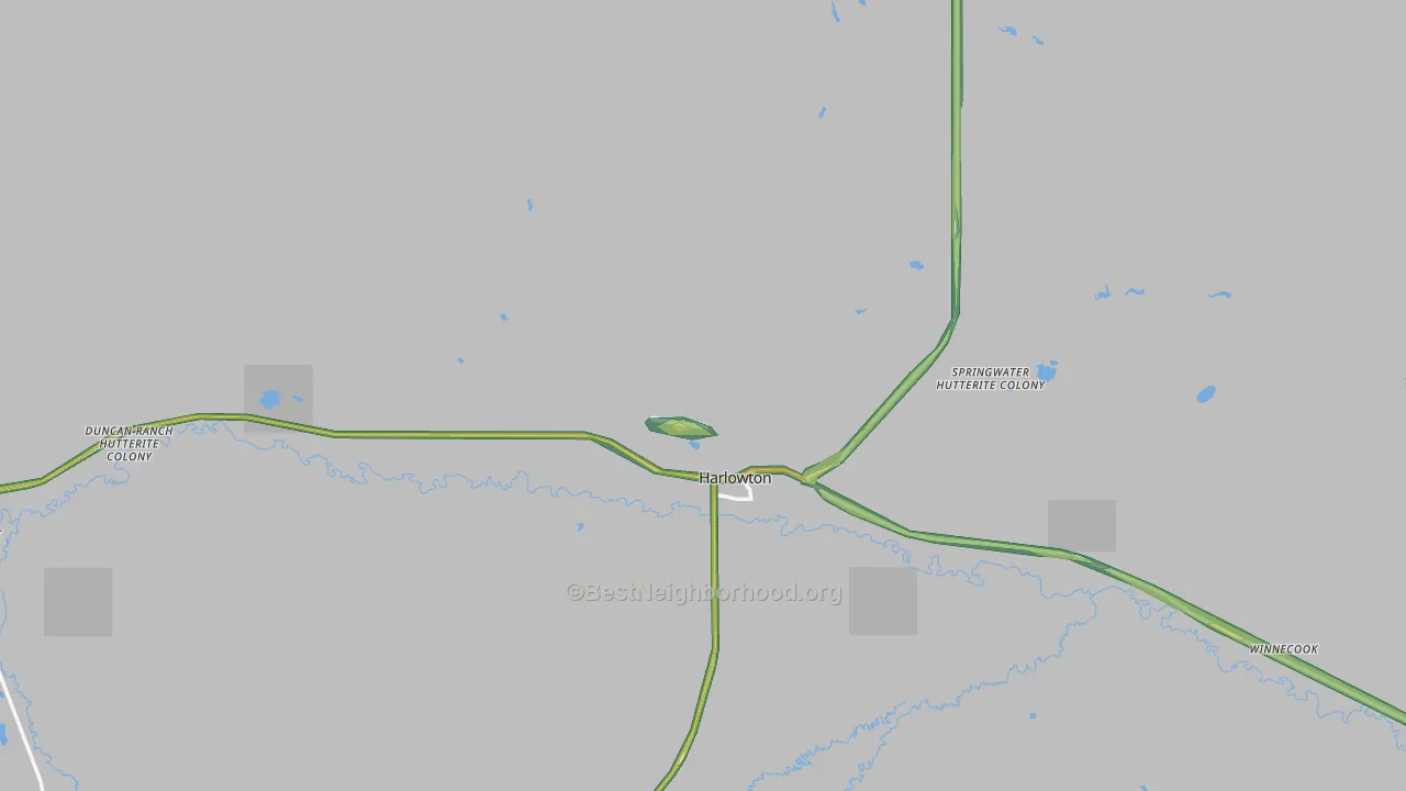 Wheatland County, MT Map of Noise Levels in Wheatland County