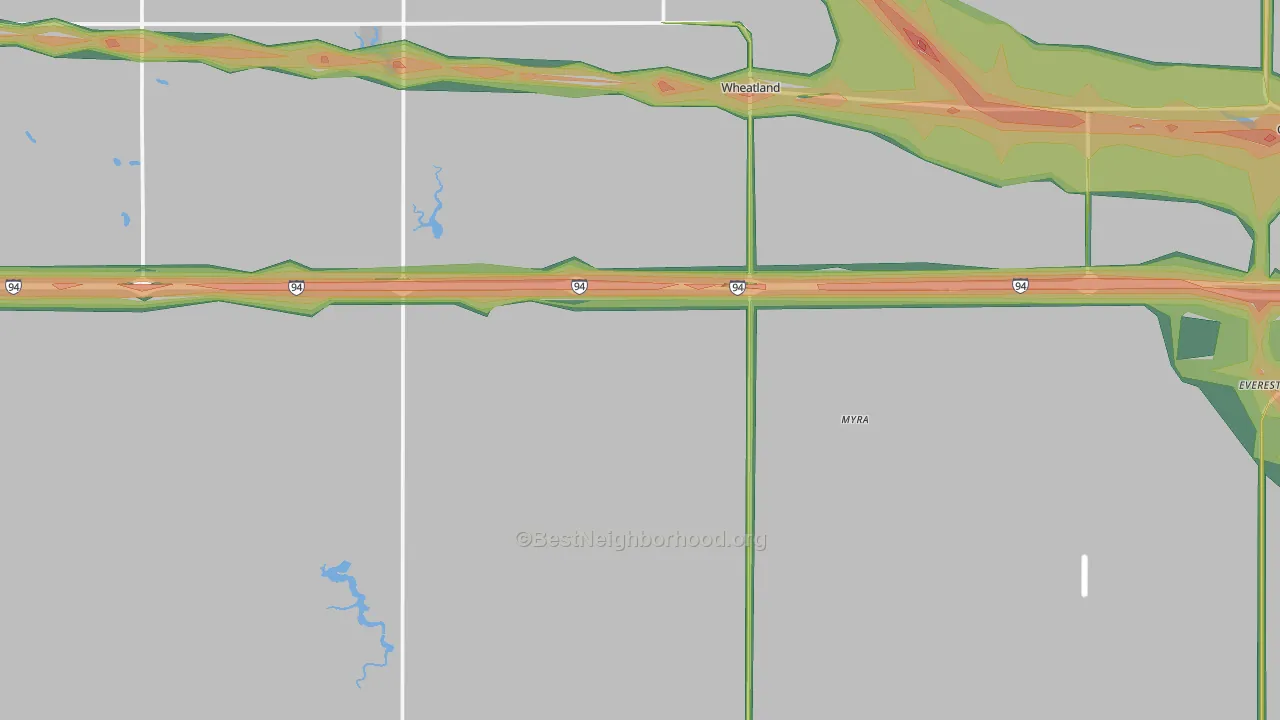 Wheatland, ND Map of Noise Levels in Wheatland