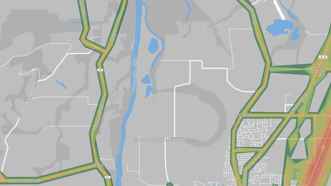 Wheatland, OR Map of Noise Levels in Wheatland