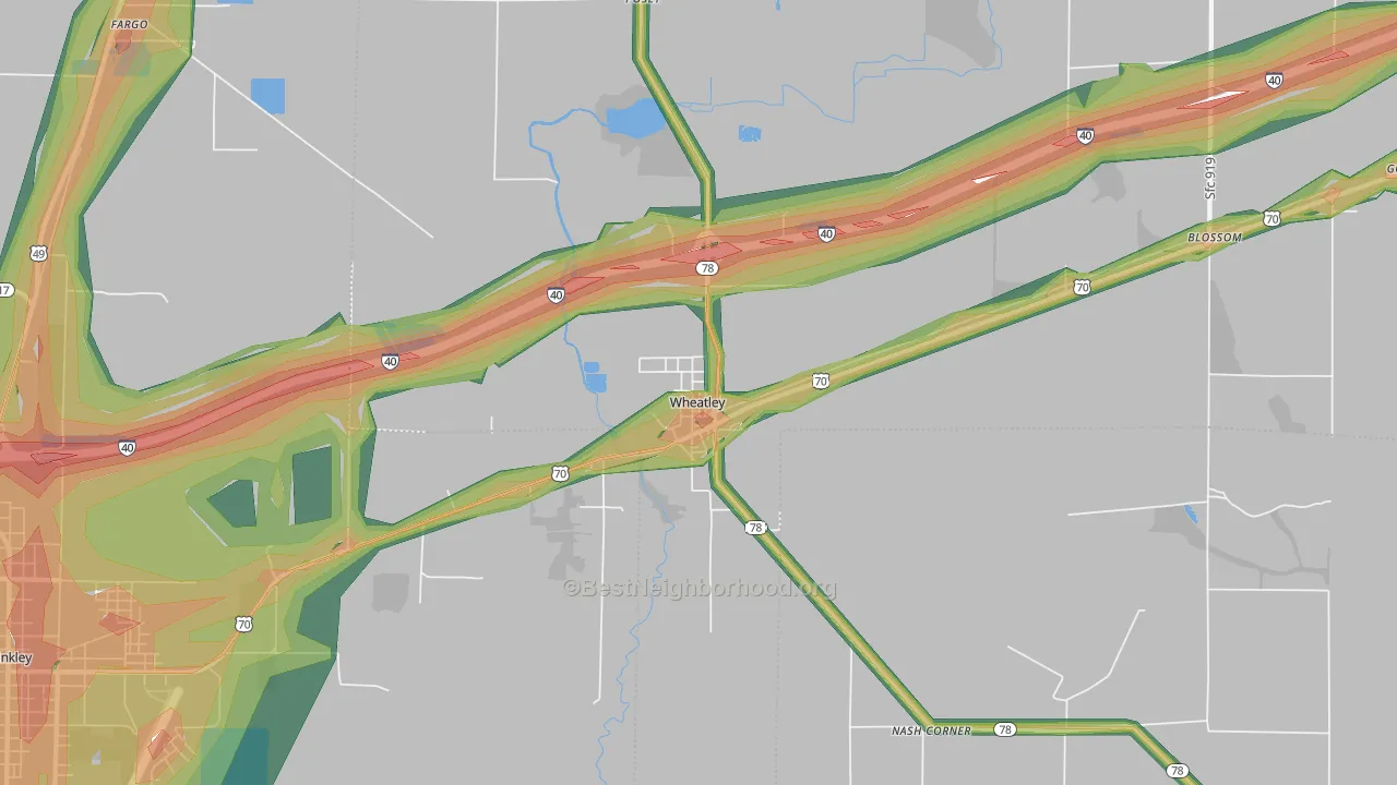Wheatley, AR Map of Noise Levels in Wheatley