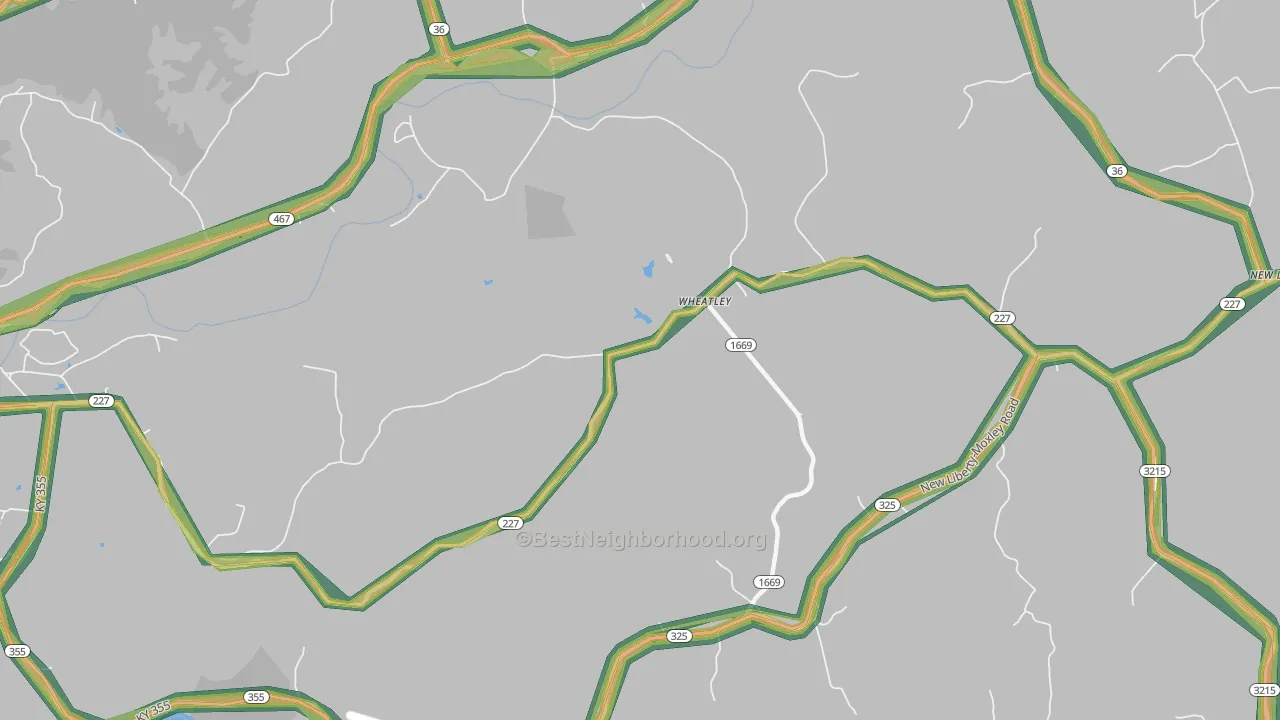 Wheatley, KY Map of Noise Levels in Wheatley