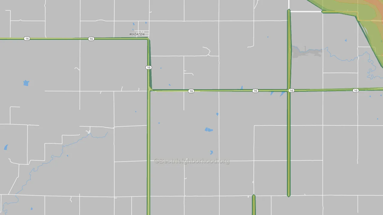 Wheaton, KS Map of Noise Levels in Wheaton