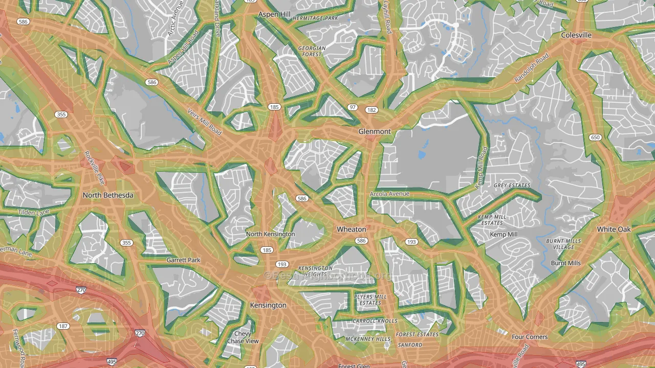 Wheaton, MD Map of Noise Levels in Wheaton
