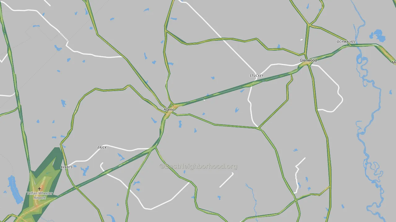 Wheeler County, GA Map of Noise Levels in Wheeler County