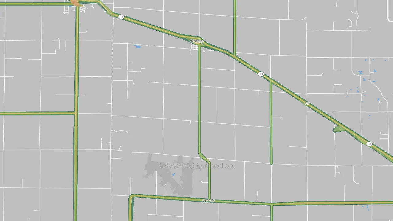 Wheeler, IL Map of Noise Levels in Wheeler
