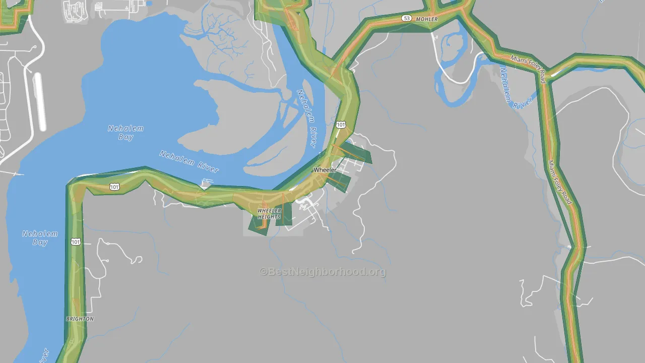 Wheeler, OR Map of Noise Levels in Wheeler