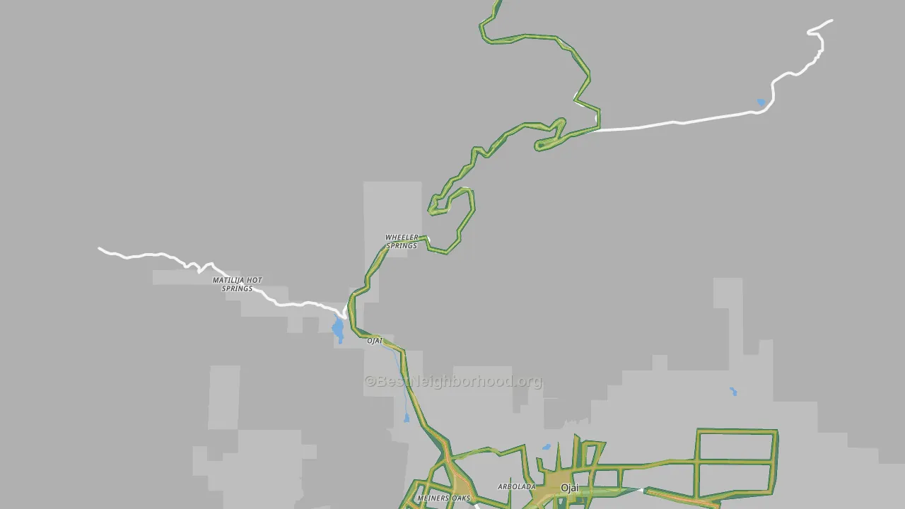 Wheeler Springs, CA Map of Noise Levels in Wheeler Springs
