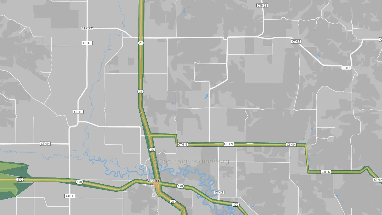 Wheeler, WI Map of Noise Levels in Wheeler