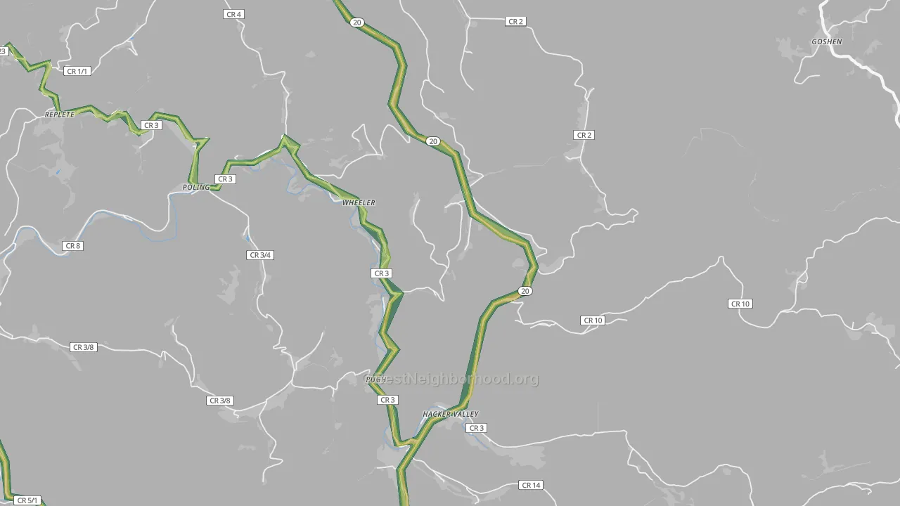 Wheeler, WV Map of Noise Levels in Wheeler