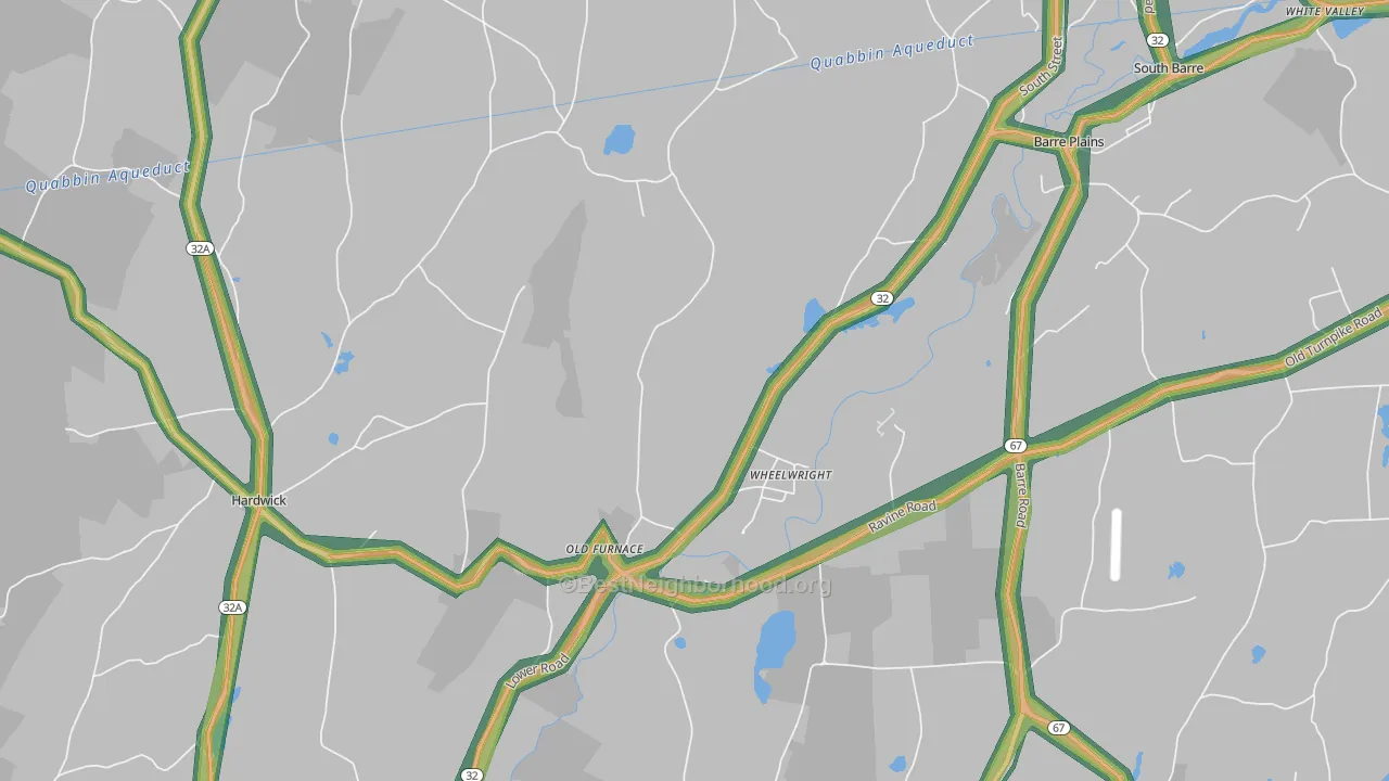 Wheelwright, MA Map of Noise Levels in Wheelwright