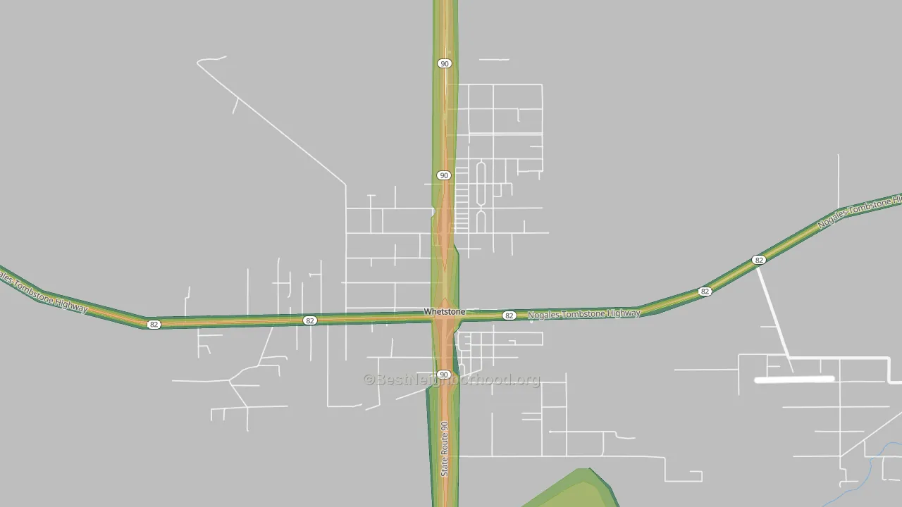 Whetstone, AZ Map of Noise Levels in Whetstone