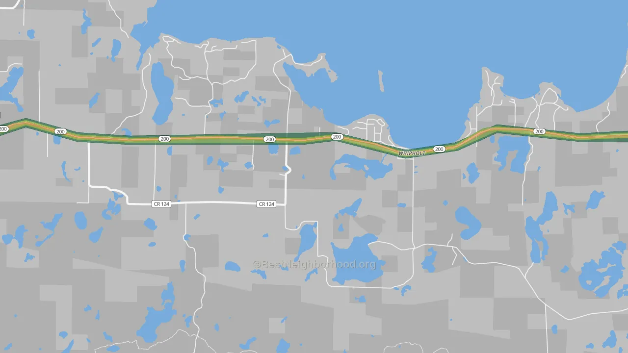 Whipholt, MN Map of Noise Levels in Whipholt