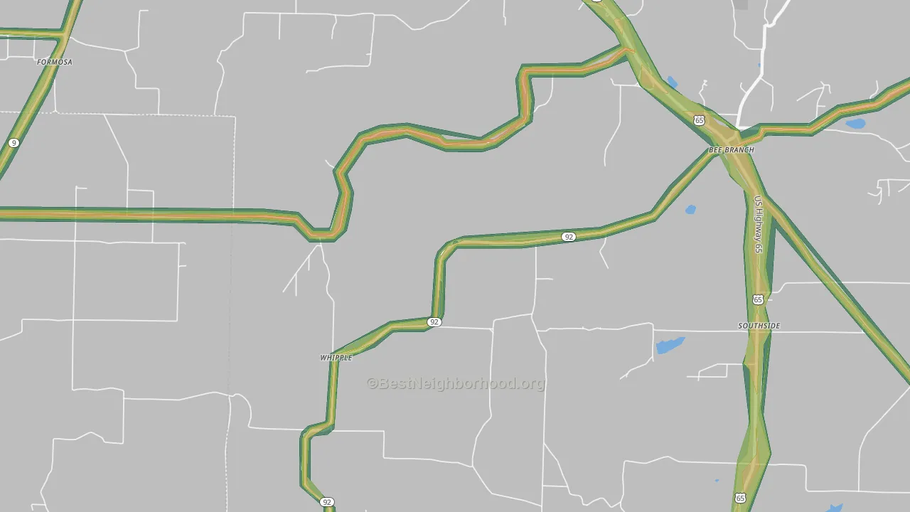 Whipple, AR Map of Noise Levels in Whipple