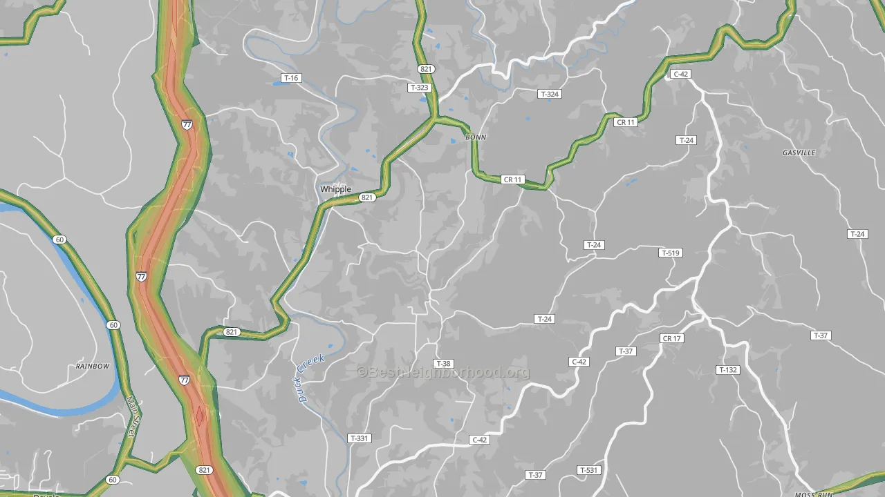 Whipple, OH Map of Noise Levels in Whipple