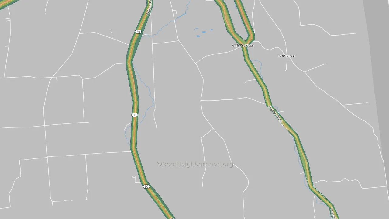 Whippleville, NY Map of Noise Levels in Whippleville