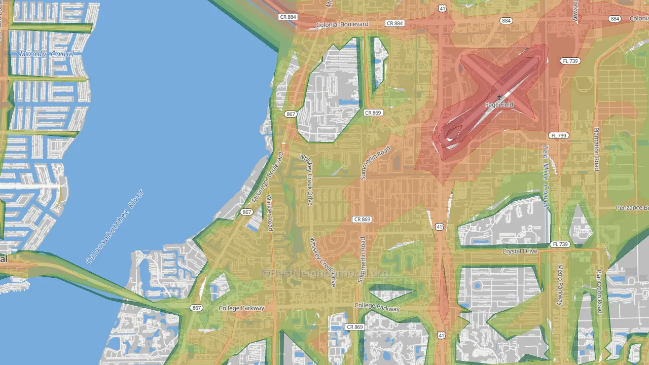 Whiskey Creek, FL Map of Noise Levels in Whiskey Creek