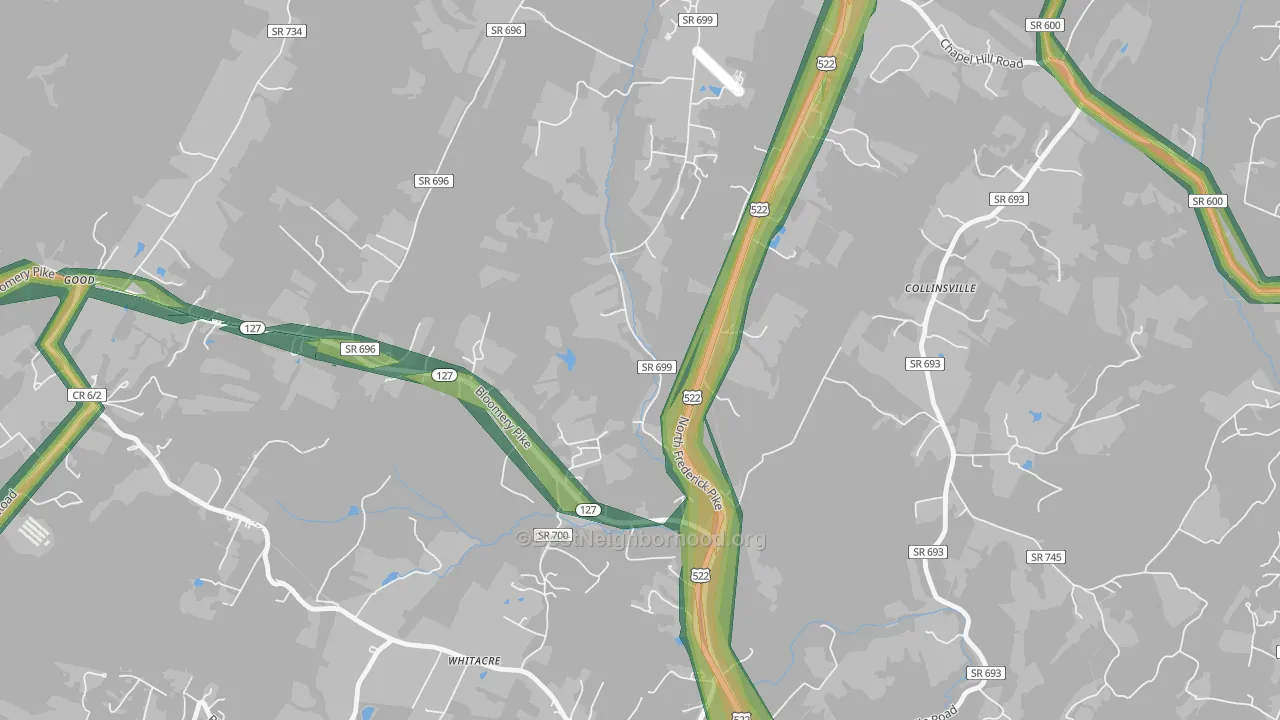 Whitacre, VA Map of Noise Levels in Whitacre