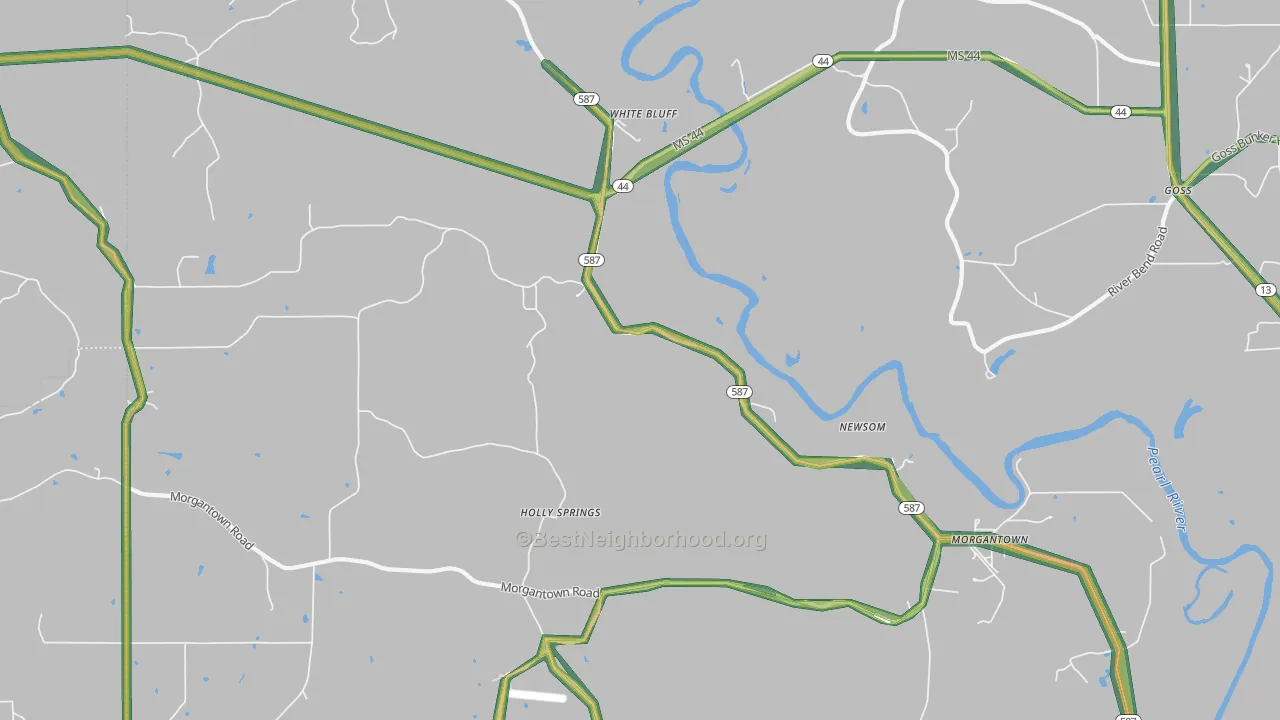 White Bluff, MS Map of Noise Levels in White Bluff