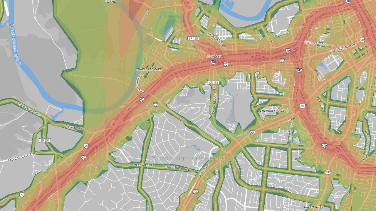 White Bridge, Nashville, TN Map of Noise Levels in White Bridge