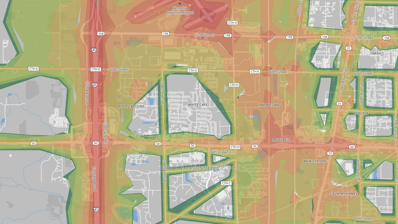 White Caps, Kenosha, WI Map of Noise Levels in White Caps