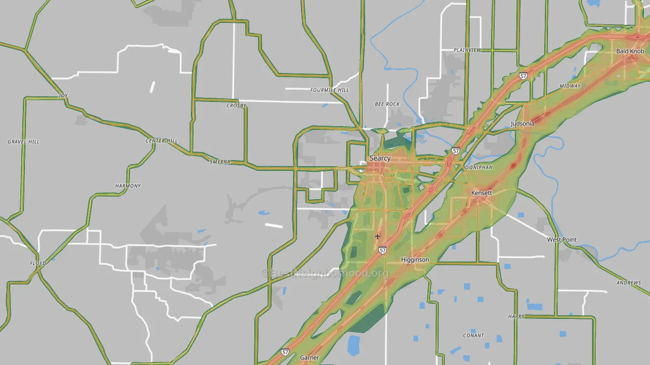 White County, AR Map of Noise Levels in White County