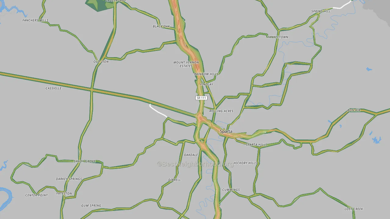 White County, TN Map of Noise Levels in White County