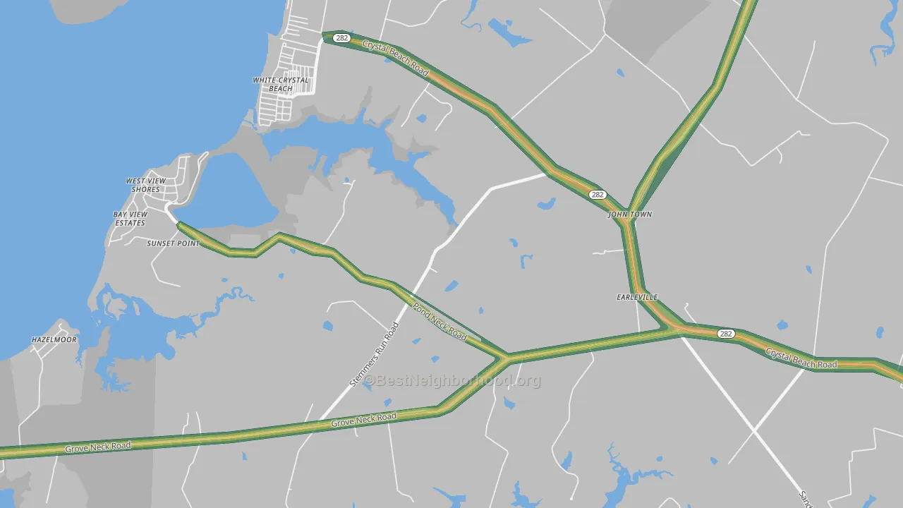 White Crystal Beach, MD Map of Noise Levels in White Crystal Beach