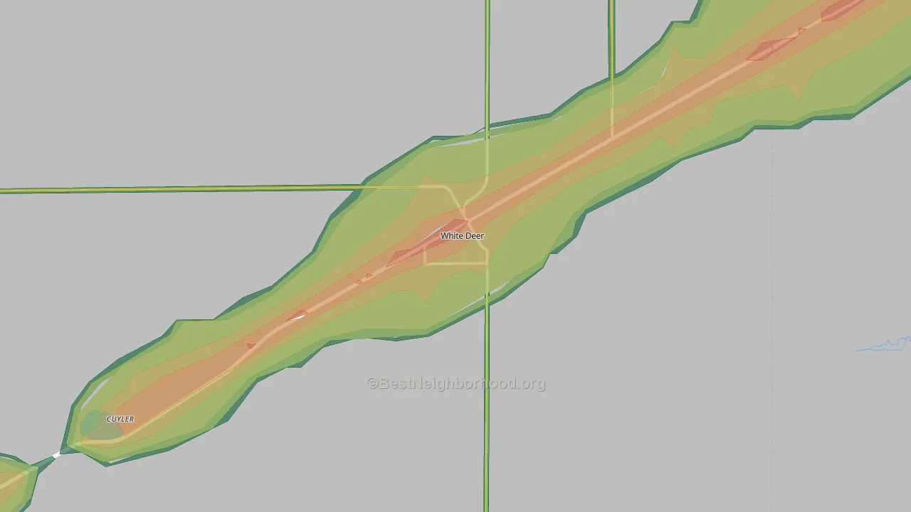 White Deer, TX Map of Noise Levels in White Deer
