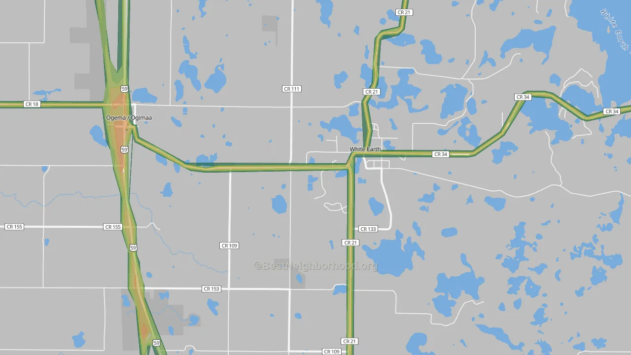 White Earth, MN Map of Noise Levels in White Earth