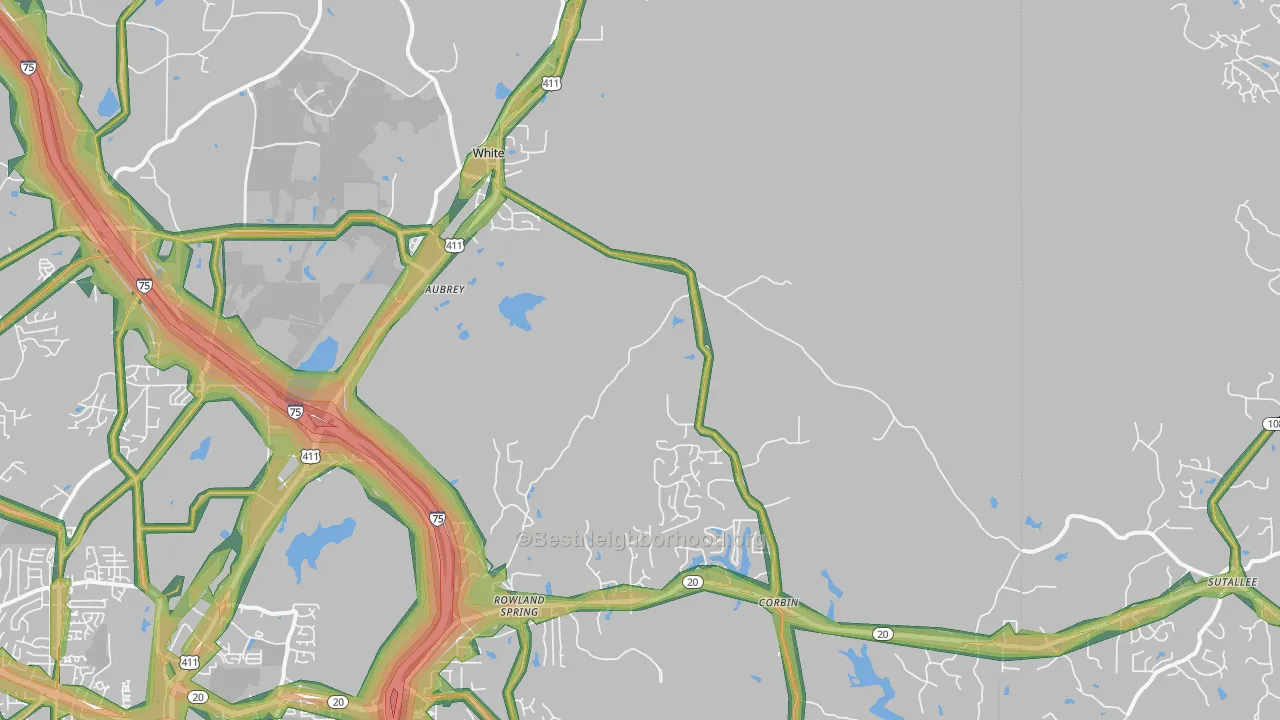 White, GA Map of Noise Levels in White