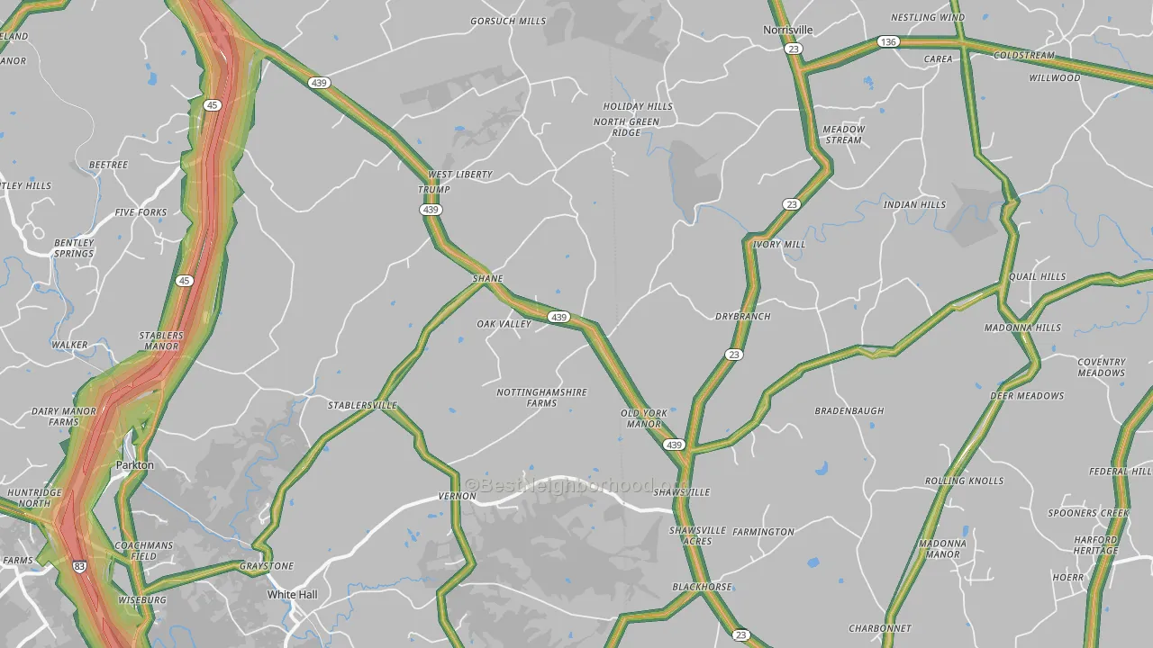 White Hall, MD Map of Noise Levels in White Hall