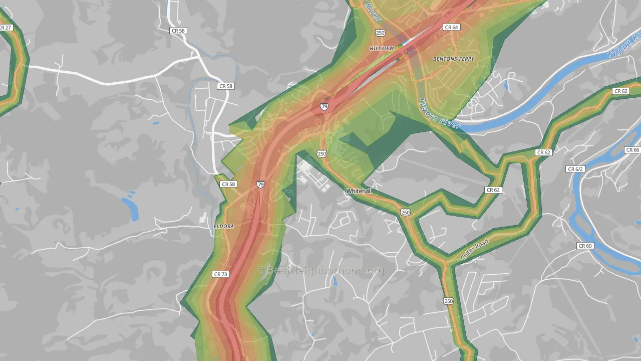 White Hall, WV Map of Noise Levels in White Hall