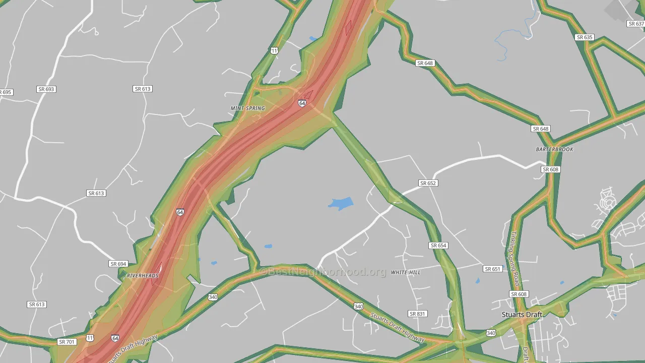 White Hill, VA Map of Noise Levels in White Hill