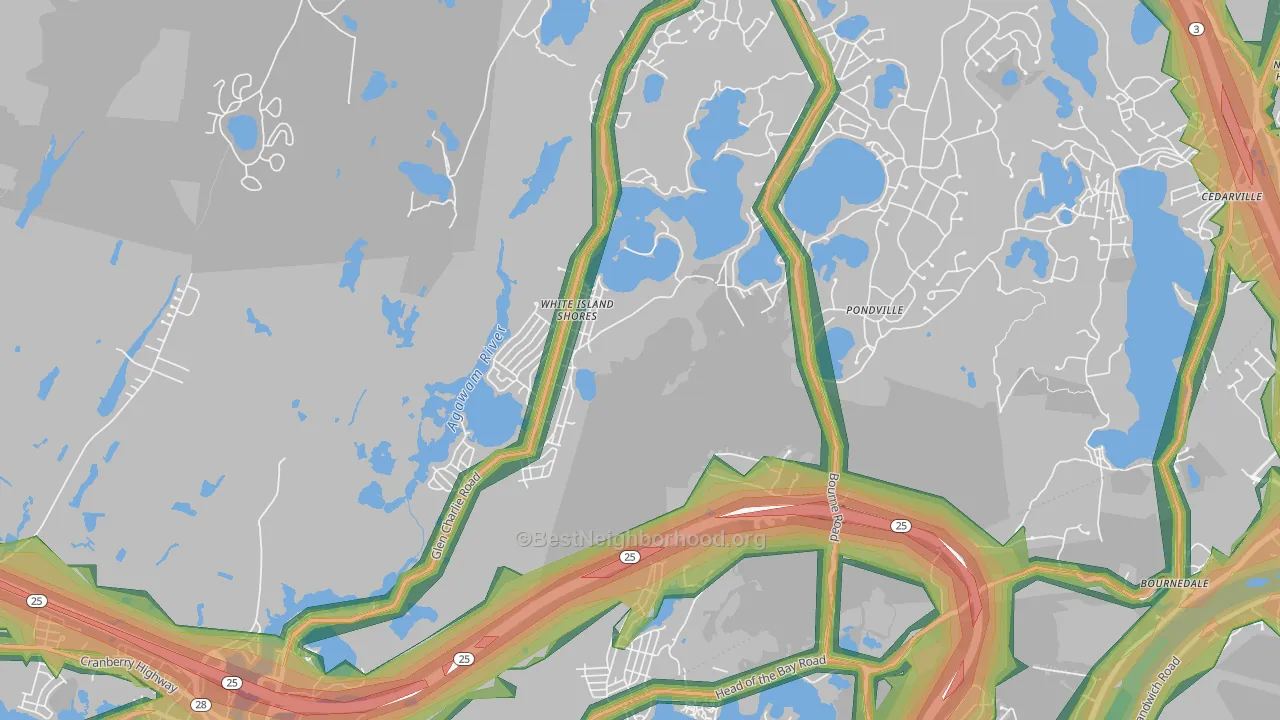 White Island Shores, MA Map of Noise Levels in White Island Shores