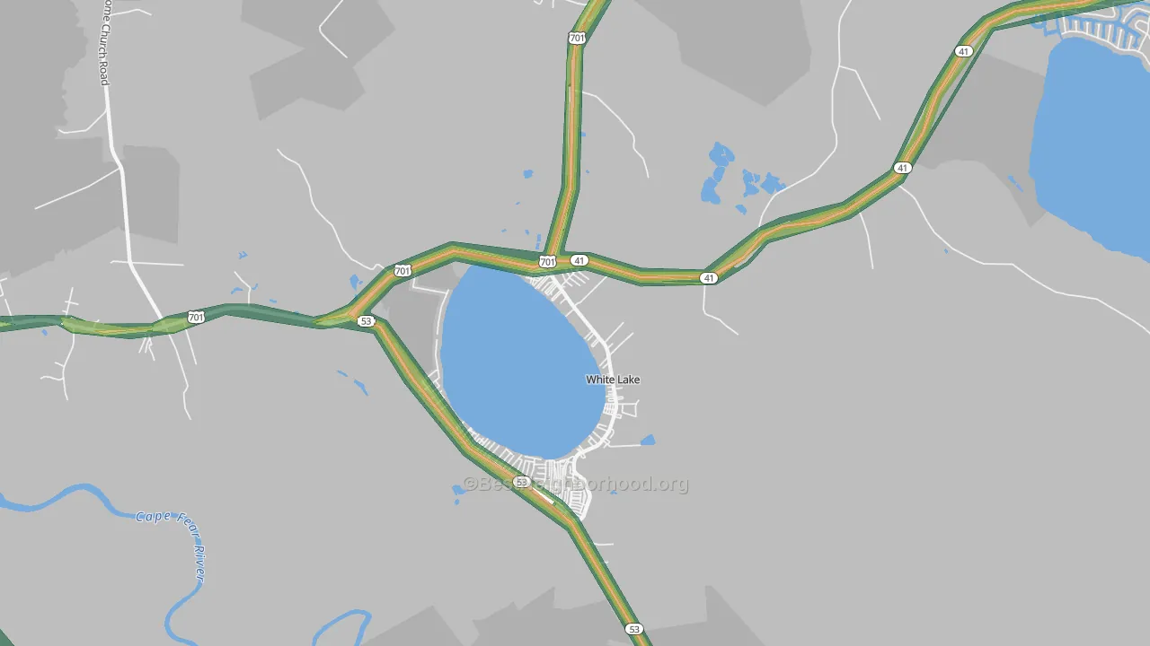 White Lake, NC Map of Noise Levels in White Lake