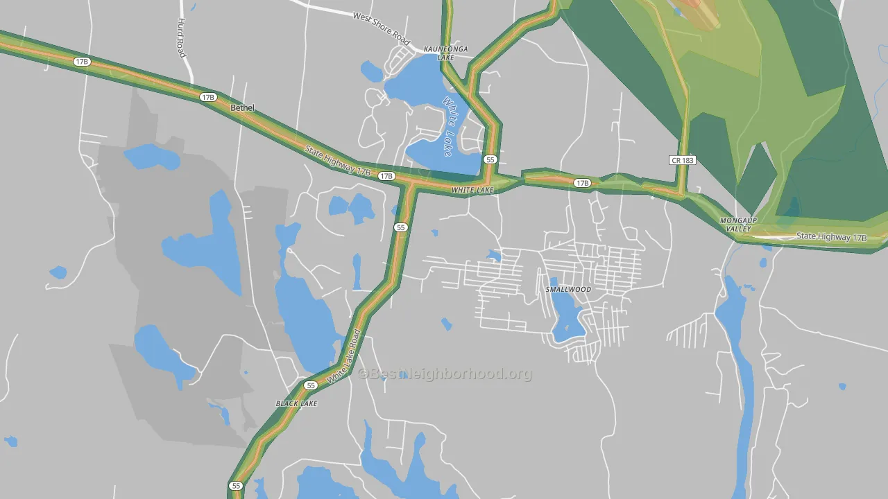 White Lake, NY Map of Noise Levels in White Lake