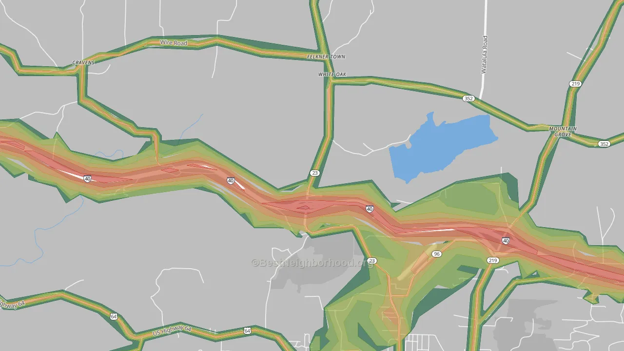 White Oak, AR Map of Noise Levels in White Oak