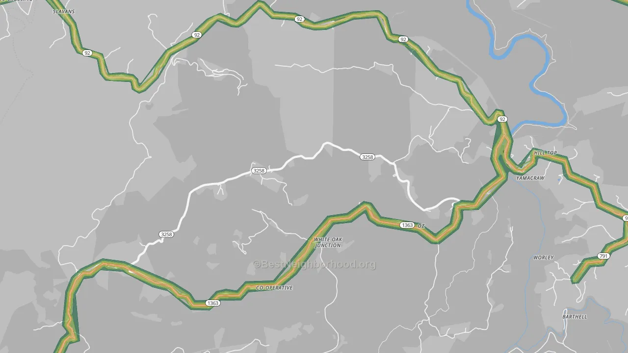 White Oak Junction, KY Map of Noise Levels in White Oak Junction