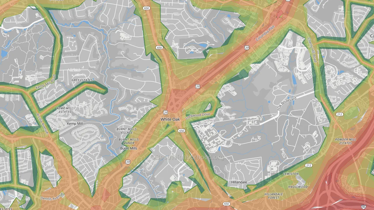 White Oak, MD Map of Noise Levels in White Oak