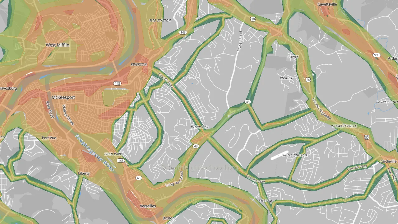 White Oak, PA Map of Noise Levels in White Oak